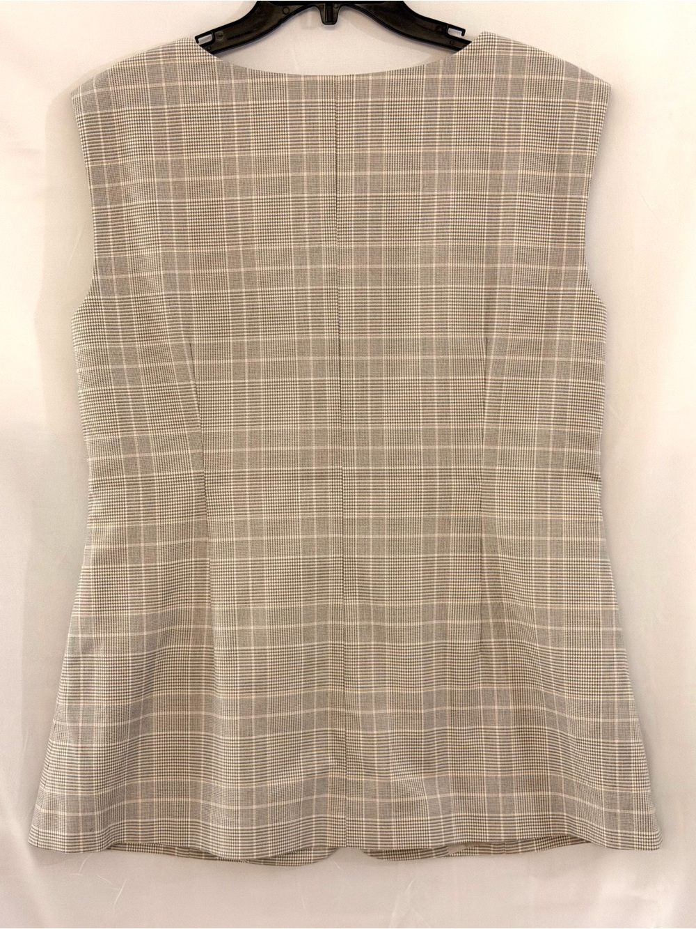 Ann Taylor Beige Plaid Sleeveless Button Vest - Picture 2 of 3